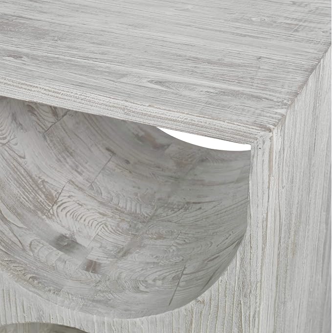 MY SWANKY HOME Elegant Scandi Contemporary Accent Table Solid Wood Distressed - Image 5