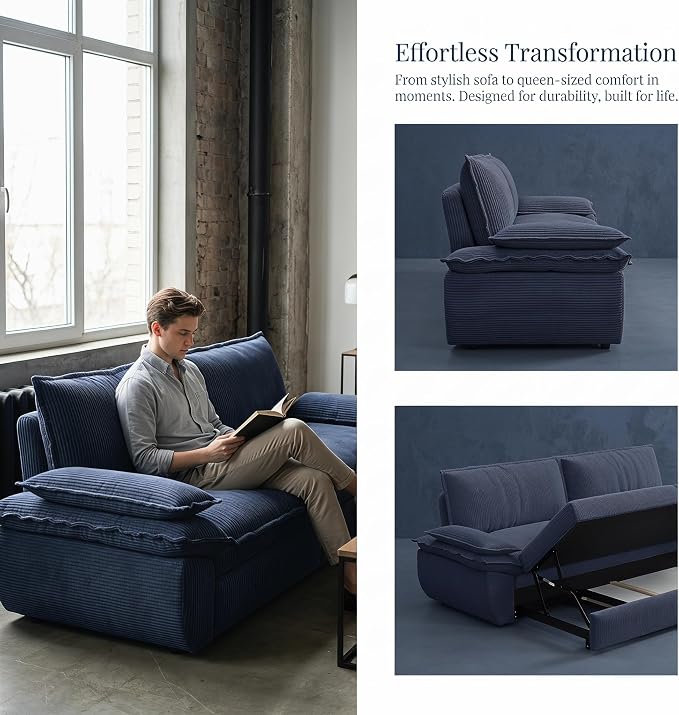 73.2" Sofa Bed Queen, 3-in-1 Pull Out Sofa Bed - Image 6