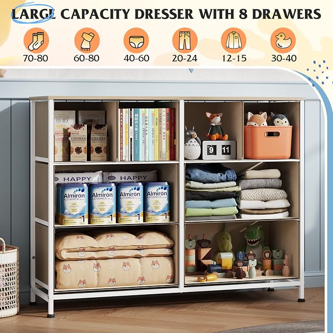 WLIVE Dresser for Bedroom with 8 Drawers, Wide Fabric Dresser for Storage and - Image 4