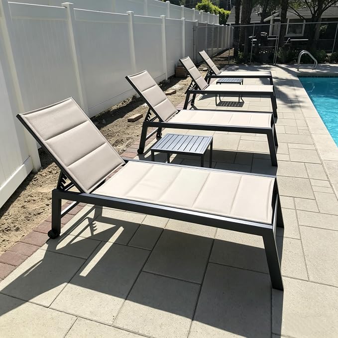 PURPLE LEAF Extra Large Outdoor Chaise Lounge 2 Pieces Aluminum Patio Lounge by PURPLELEAF