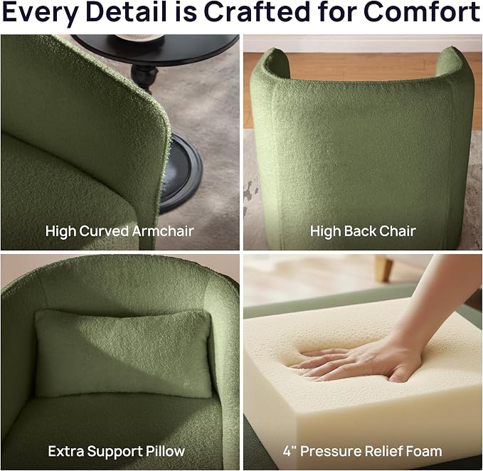 Oversized Boucle Swivel Accent Chair - Image 9