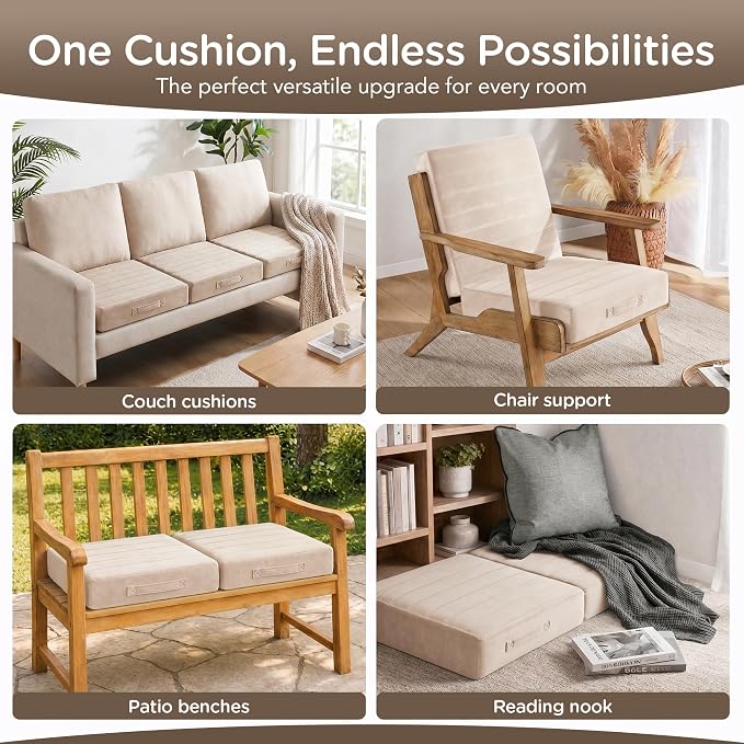 Codi Thick Replacement Couch Cushions 2 Sets, Upholstery Foam - Image 6