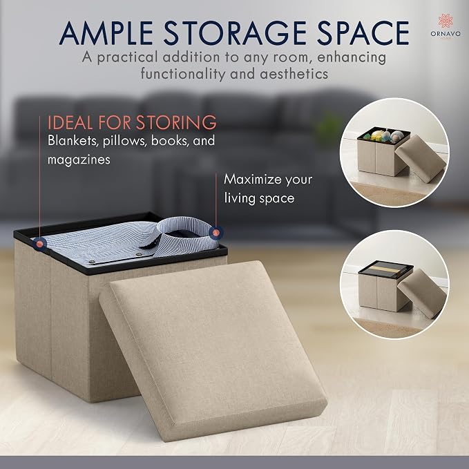 Ornavo Home Small Storage Ottoman, - Image 3
