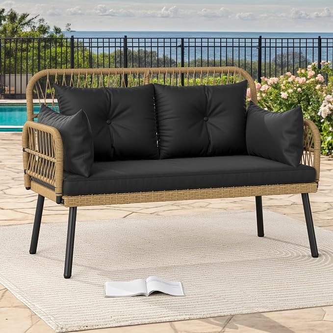 DWVO Outdoor Loveseat, Patio Wicker Furniture Set - Image 9