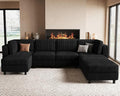 Belffin 114.2" Modular Sectional Sofa Corduroy 7 Seats U Shaped Sofa Couch by Belffin