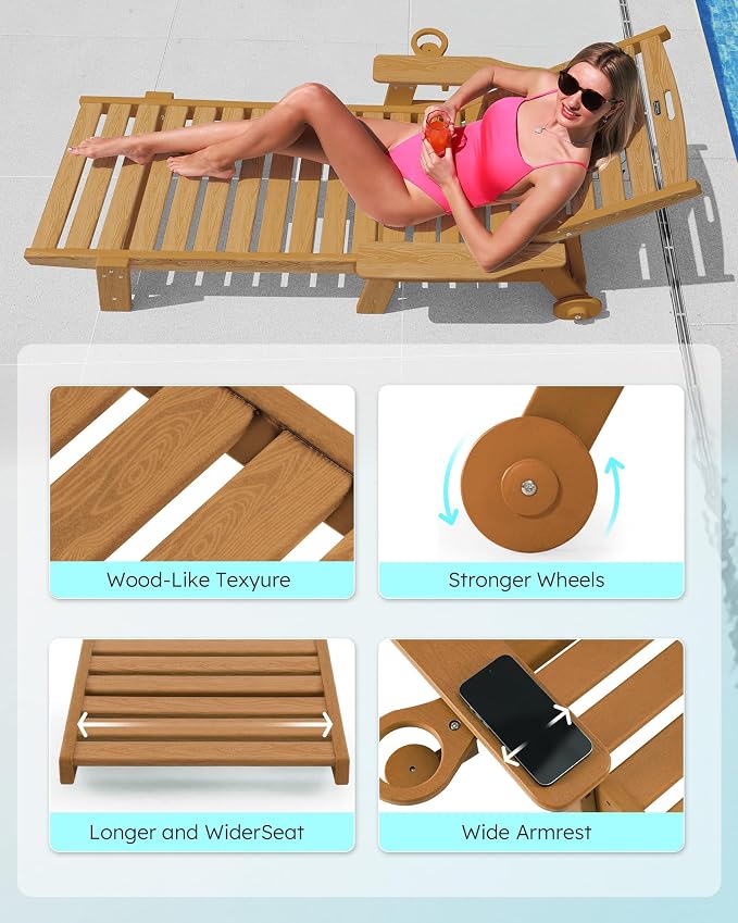 Patio Chaise Lounge Chair Set of 2, Oversize Lounge Chairs - Image 5