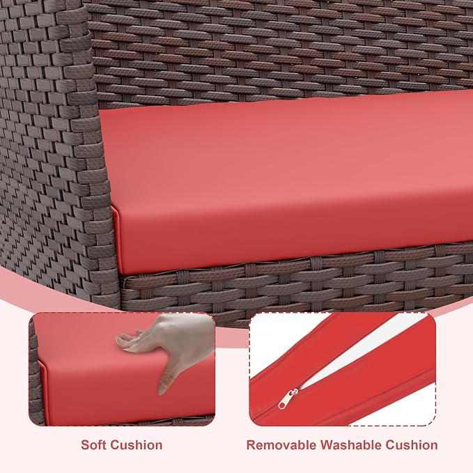 GarveeLife 4-Piece Patio Furniture Set, Rattan Outdoor Furniture - Image 4