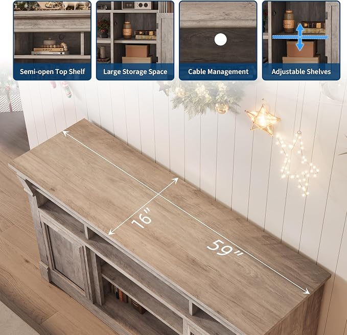 IDEALHOUSE Farmhouse TV Stand for TVs Up to 65", Entertainment Center - Image 5