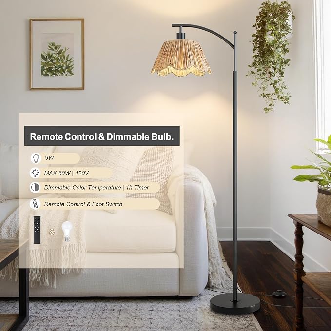 Oneach Boho Floor Lamp with 3 Color Temperatures, Farmhouse Floor Lamps - Image 9