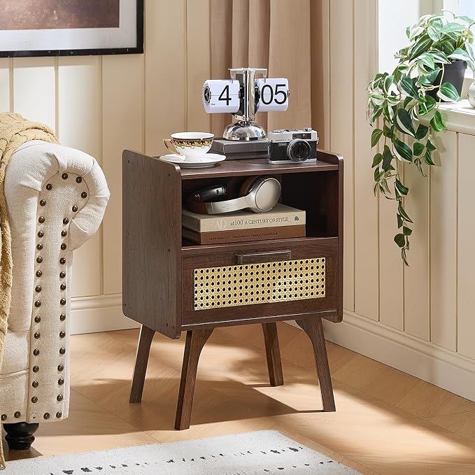 Lerliuo Rattan Nightstand, Bedside Table - Image 2