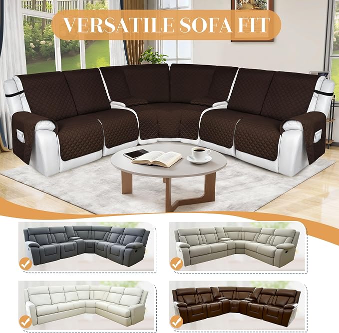 HDCAXKJ 100% Waterproof Reclining Sectional Couch Covers L Shape Recliner Sofa - Image 6