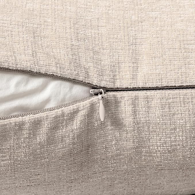 MIULEE Pack of 2 Couch Throw Pillow Covers 20x20 Inch Soft Light Brown Chenille - Image 3