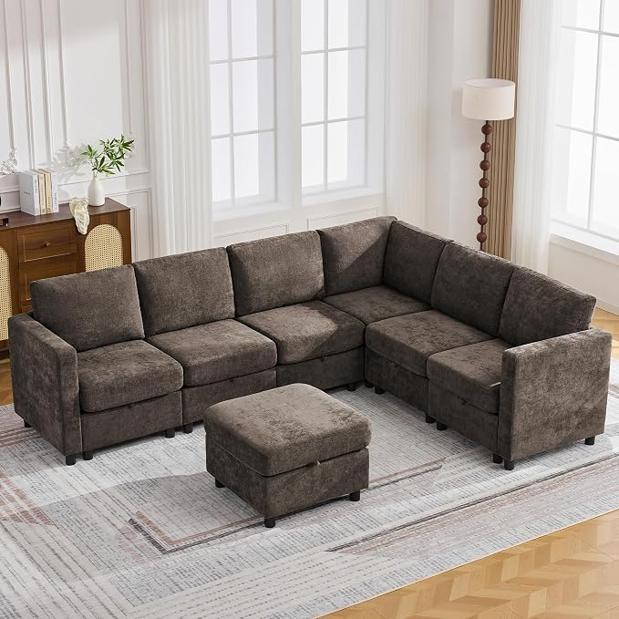 104'' V Shaped Modular Sofa, Sectional Couch by WUTUTUEE