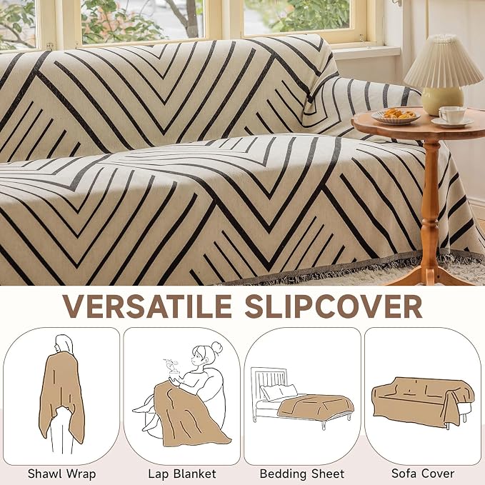 VClife Boho Sofa Cover Thick Chenille Couch Cover - Image 4