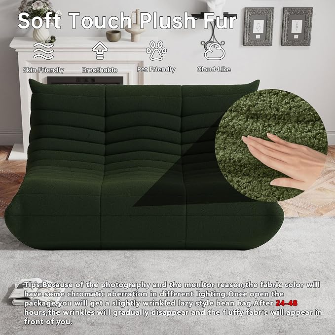 WHGBJA Bean Bag Chairs for Adults, Memory Foam Couch Loveseat Sofa Chair - Image 3