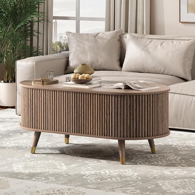 JOINICE 42.5" Oval Lift Top Coffee Table - Image 6