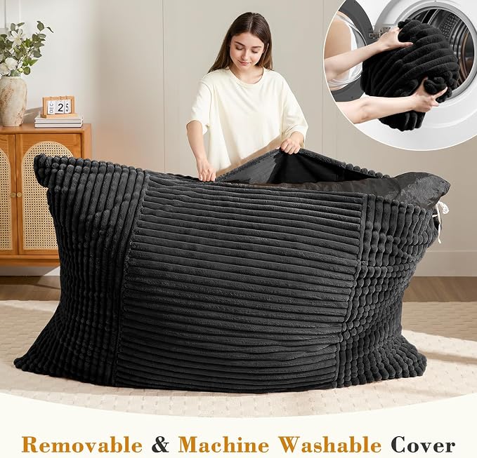 3-in-1 Giant Bean Bag Chair for Adults & Kid, Convertible Floor Sofa to Mattress - Image 4