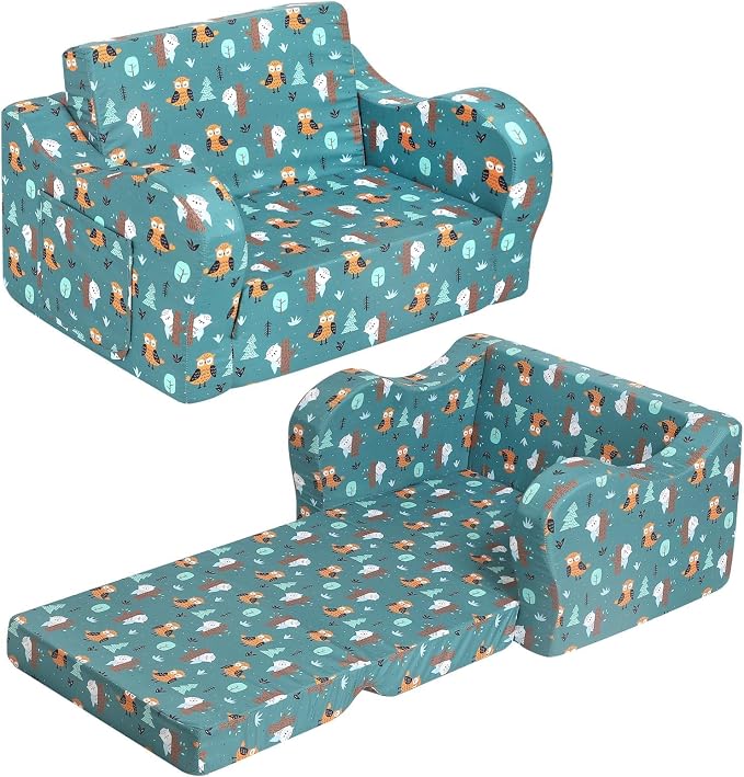 MOMCAYWEX Kids Sofa, 2-in-1 Flip-Out Foam Couch, Foldable Soft Play Lounge Chair by MOMCAYWEX