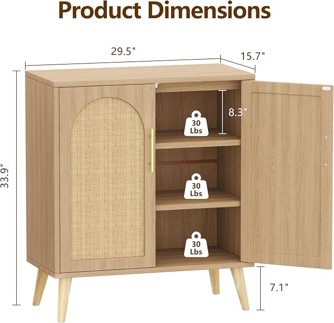 Set of 2 Rattan Buffet Cabinet - Image 9