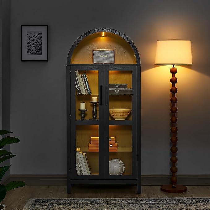 67" Black Tall Display Cabinet - Image 4