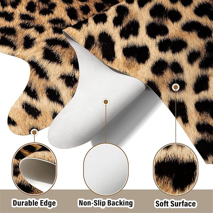 AROGAN Premium Leopard Print Rug 8x10 Feet, Machine Washable Faux Fur Cheetah - Image 4