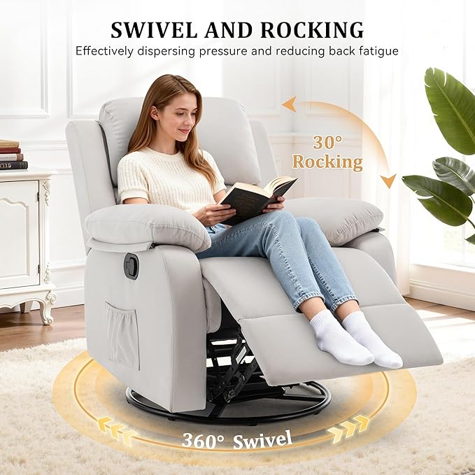 Korser Recliner Chair, 360 Swivel Rocker Chair - Image 3