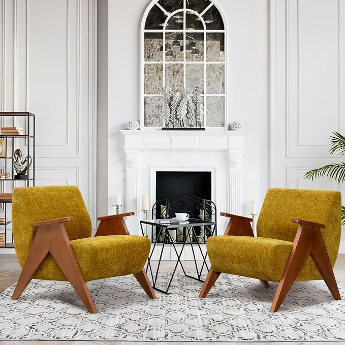 2 Pcs Home Accent Chair Mid Century Modern Accent Chair by Unknown