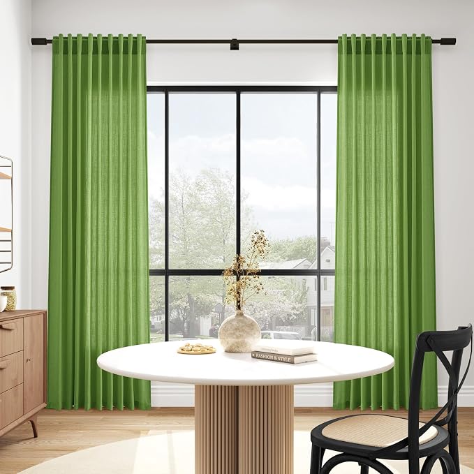 Lime Green Curtains 63 Inches Long 2 Panel Sets - Image 6