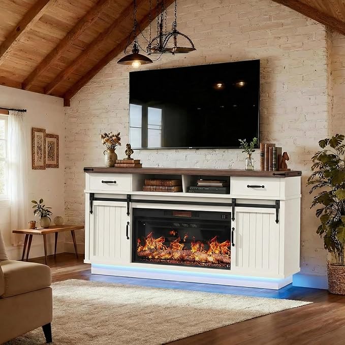 Jocoevol Fireplace TV Stand for TVs up to 65", Electric Fireplace - Image 5