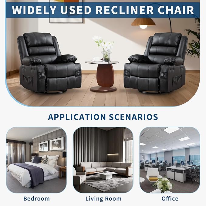 Rocking Recliner Chair for Adults Wide 360° Swivel Rocker Recliner - Image 8