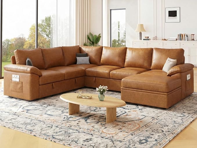 108 Inch Faux Leather Modular Sectional Sofa - Image 2