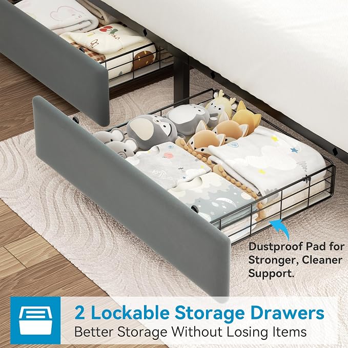 Jocoevol Full Upholstered LED Bed Frame - Image 5