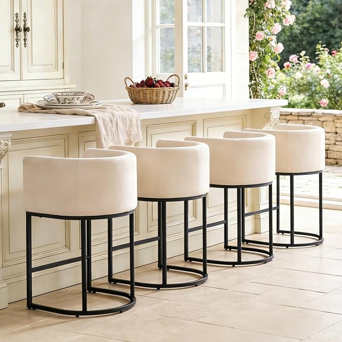 ClinQ 26" H Counter Height Bar Stools Set of 2, Modern Barrel Counter Stools - Image 6