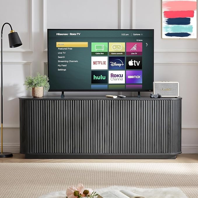 64'' Fluted TV Stand for TVs up to 75'', Modern Long Media Console by WelcometoCUPYUOOU