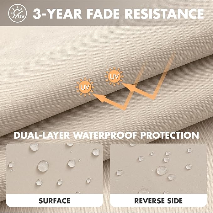 MIULEE Beige Outdoor Seat Cushion 22x22 Inch Waterproof & 3 Year Fade Resistant - Image 3