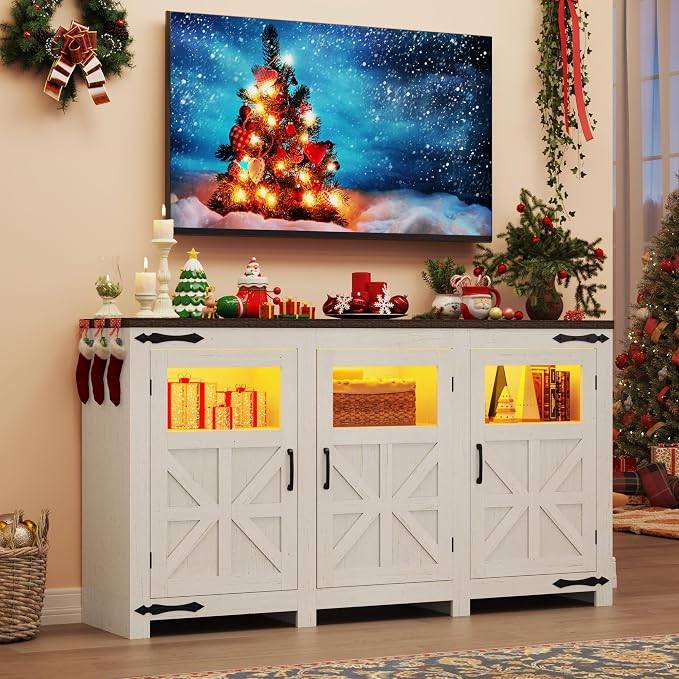 64" Large LED Farmhouse TV Stand - Image 3