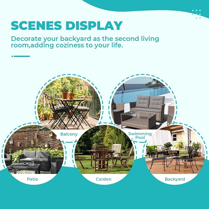 DANGHOOGY Wicker Chair Cushions, Waterproof Outdoor Loveseat Cushions - Image 7