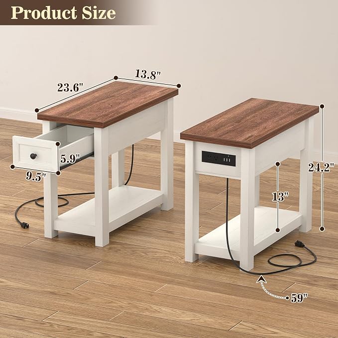 Narrow End Table with Charging Station - Image 3
