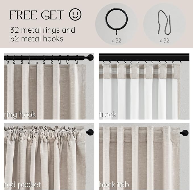 Topfinel Linen Beige Blackout Curtains 84 Inch Long 2 Panels, Linen Blend - Image 4
