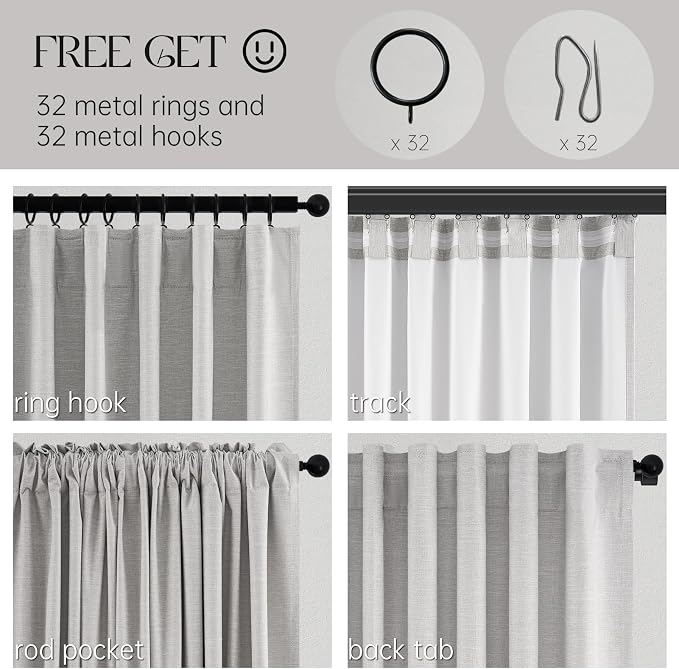 Topfinel 54 Inch Long Blackout Tiers Curtains - Image 3