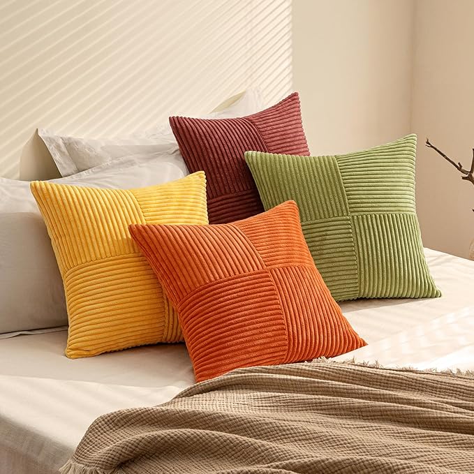 MIULEE Yellow Orange Rust Throw Pillow Covers 20x20 Inch 4 Packs Boho Farmhouse - Image 6