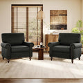Nailhead Trim Accent Chairs Set of 2, Faux Leahter Mid Century Modern Living by ErdoruLiving