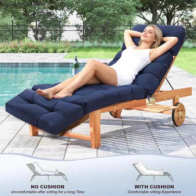 Outdoor Chaise Lounge Chair Cushion 74.2 x 22 x 4.7 Inches Thickened 100% - Image 7