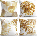 OBSEDE Golden Leaf Illustration Decorative Throw Pillow Covers 18 × 18 in by OBSEDE