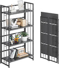 4NM No Assembly 4 Tiers Folding Bookshelf, 47.2" H Foldable Storage Shelves by 4NM