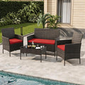 4-Piece Outdoor Furniture Set, PE Rattan Wicker Chairs by Unknown