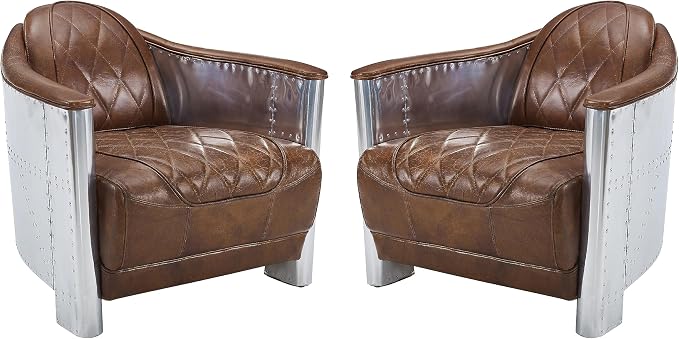 Art Leon Genuine Leather Accent Chair, Mid Century Industrial Armchair by ArtLeon