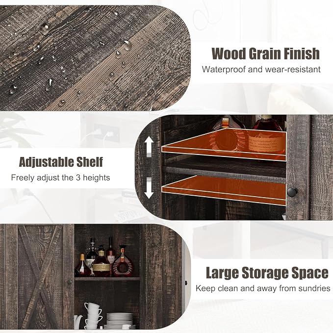 GarveeHome Small Storage Cabinet, Farmhouse Sideboard Buffet Cabinet - Image 6