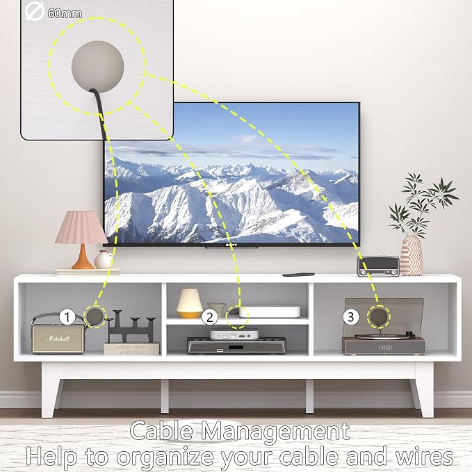 Xixini Boho TV Stand for 55 65 Inch TV, Rattan Entertainment Center - Image 3