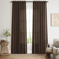 Nanspring Chocolate Linen Curtains 84 Inch Length 2 Panels Set by Nanspring